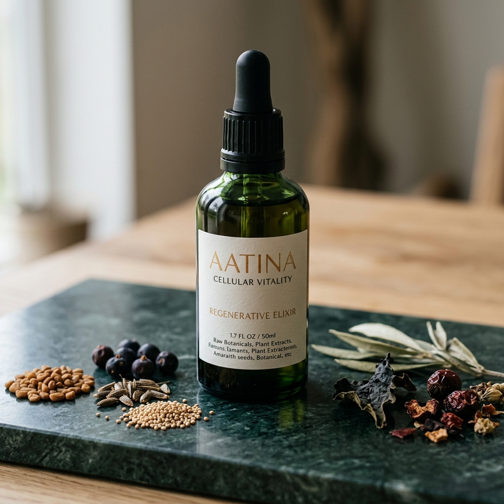 Aatina Cellular Vitality standardized bottle packaging design